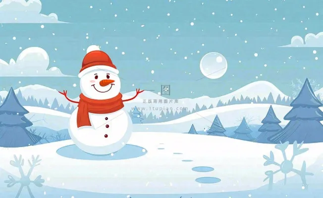 冬天白雪覆盖寒冷唯美雪景小寒插画背景