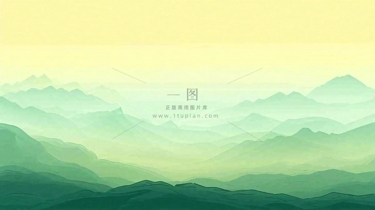 绿色延绵山脉意境国风