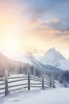 大学冬天雪山唯美雪花节气海报背景 大学冬天雪山唯美雪花节气海报背景