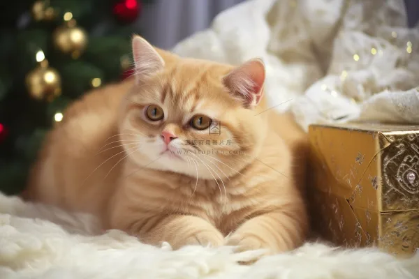 一只可爱的猫咪橘猫趴着家里玩耍摄影图