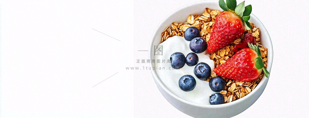 水果燕麦酸奶草莓蓝莓食物饮品摄影图