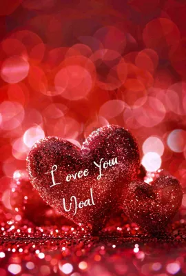 红色爱心love灯光亮片浪漫闪耀情人节七夕背景