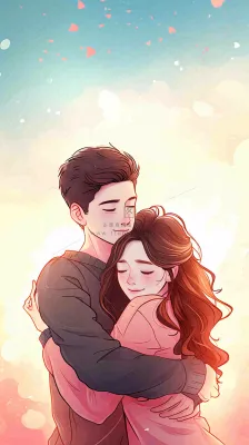 简约渐变浪漫爱心情侣情人节温馨爱情