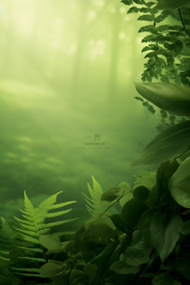 简约树叶丛林小草绿色简约背景
