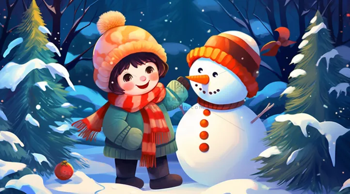 圣诞节雪人小孩圣诞老人卡通插画素材背景 圣诞节雪人小孩圣诞老人卡通插画素材背景