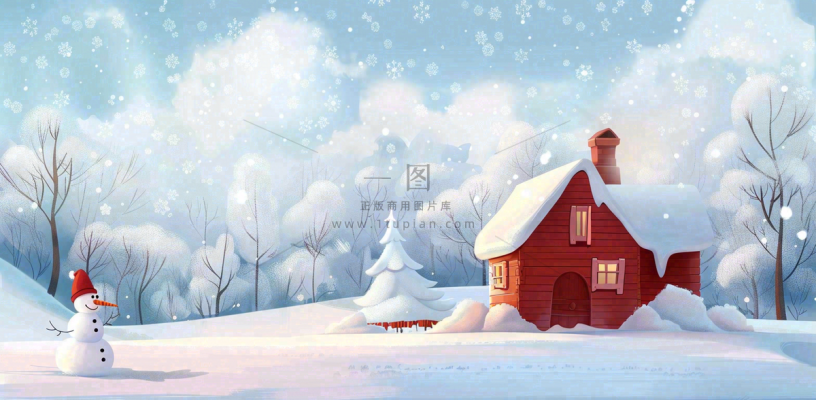 冬天白雪覆盖寒冷唯美雪景大寒插画背景 冬天白雪覆盖寒冷唯美雪景大寒插画背景
