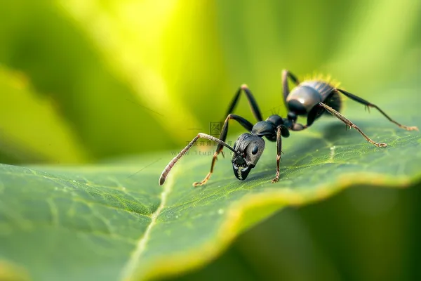 蚂蚁黑蚂蚁植物春天昆虫摄影图
