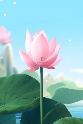 粉蓝色清爽夏日大气花朵扁平背景 粉蓝色清爽夏日大气花朵扁平背景