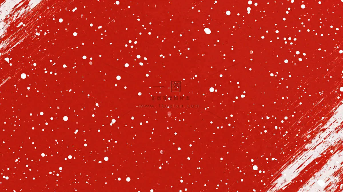 红色白点雪花背景，简约扁平