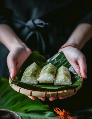 端午节粽子粽叶绿色粽香美食佳节摄影图