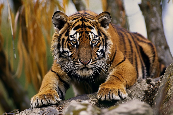 小老虎幼崽未成年动物摄影图