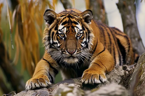 小老虎幼崽未成年动物摄影图