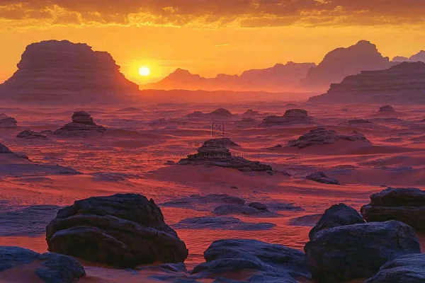 沙漠敦煌雅丹地貌黄土沙丘大漠风光摄影图