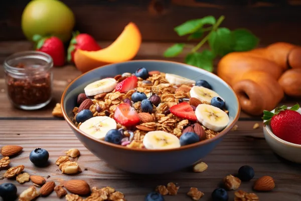 水果麦片坚果酸奶捞美食甜点摄影图