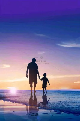 父亲节爸爸和孩子剪影亲情摄影图