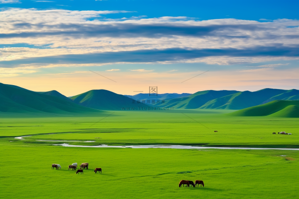 新疆春天草原风光大自然风景摄影图