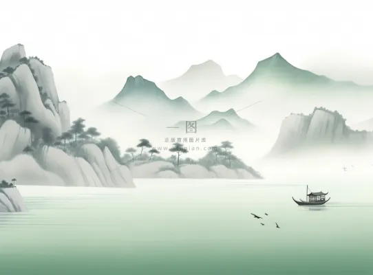 山水水墨画中国风插画背景