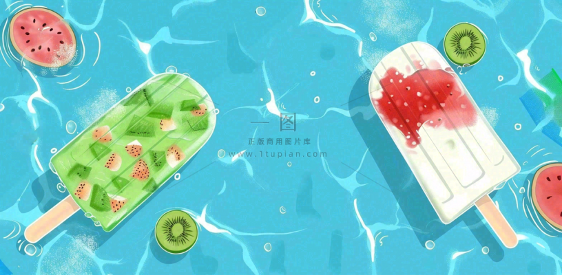 夏日游泳池冰淇淋凉爽立夏夏至小暑大暑插画背景 夏日游泳池冰淇淋凉爽立夏夏至小暑大暑插画背景