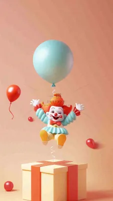 卡通插画马戏团小丑搞怪娱乐快乐表演愚人节插画背景