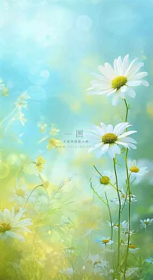 春天清新白色花朵温馨，蓝色朦胧，立春惊蛰春分摄影图