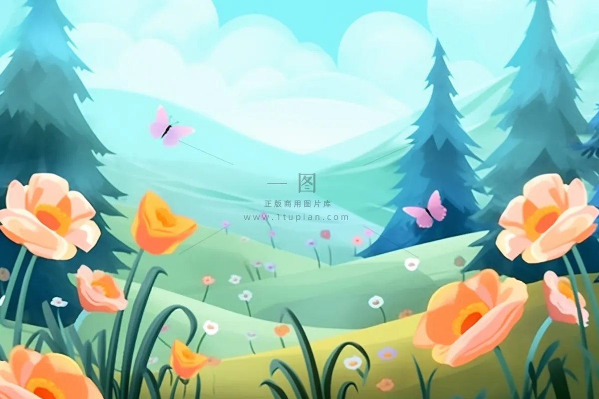 草地音乐天空可爱背景