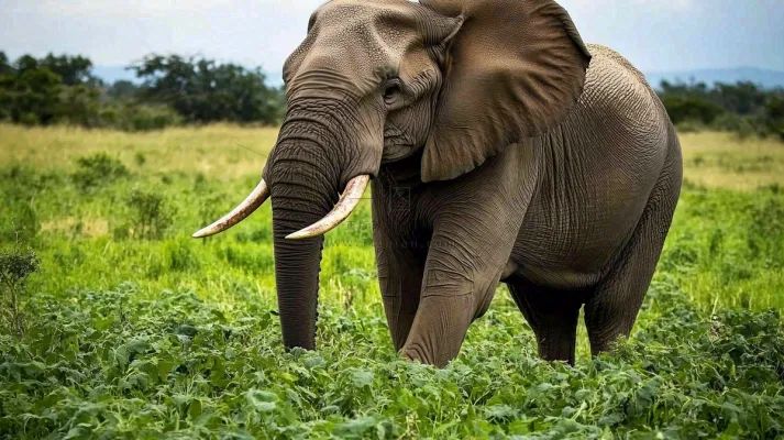 非洲大草原大象象群野生动物保护动物摄影图