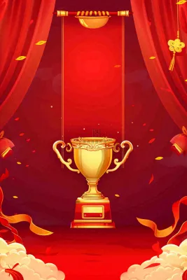 销量冠军销售红色大气奖杯背景