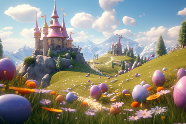 童话城堡草地糖果卡通背景 童话城堡草地糖果卡通背景