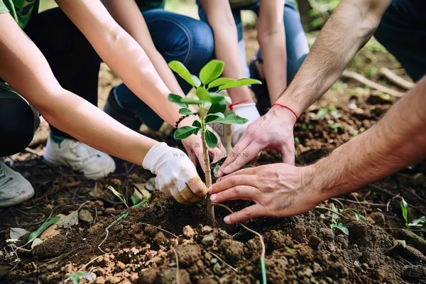 植树树苗保护环境摄影图