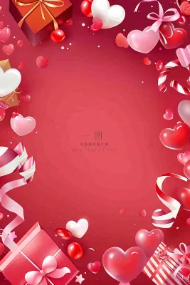 粉色礼物爱心妇女节情人节七夕插画背景