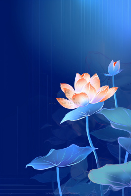 蓝色中国风荷花意境大气背景 蓝色中国风荷花意境大气背景