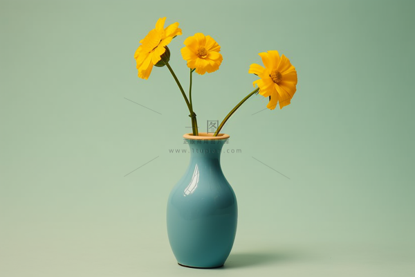 花瓶里的菊花小雏菊橘黄色家居摄影图