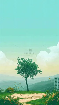 蓝天白云草地树木建筑，春天