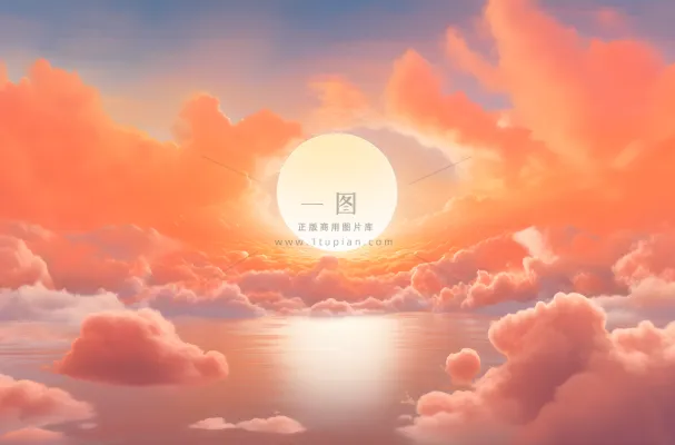 夕阳西下多云的天空洋溢着青春活力的风插画背景