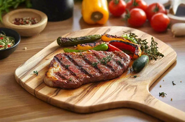 美味的煎牛排牛肉番茄土豆西餐美食摄影图