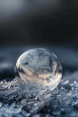 冬天结霜结冰的雪花霜降立冬摄影图