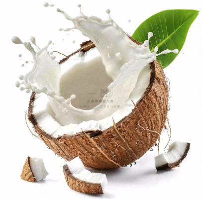 新鲜椰子汁水椰奶飞溅摄影图