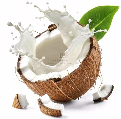 新鲜椰子汁水椰奶飞溅摄影图