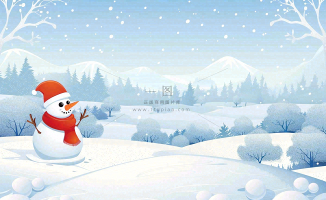 冬天白雪覆盖寒冷唯美雪景大寒插画背景