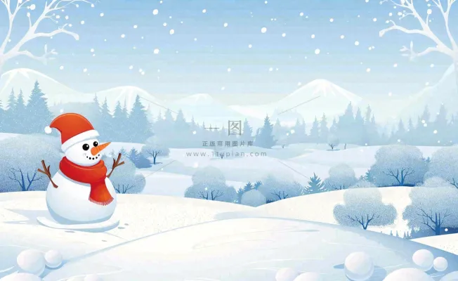 冬天白雪覆盖寒冷唯美雪景大寒插画背景
