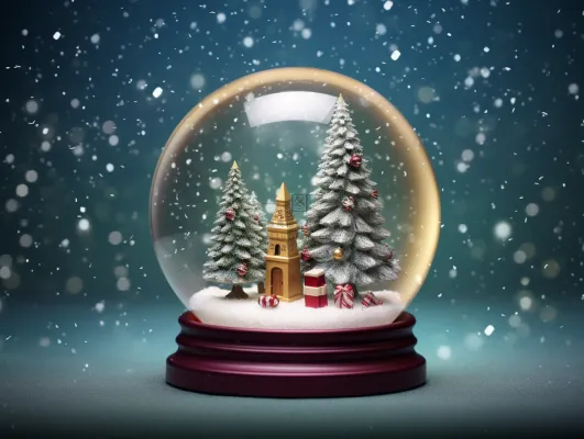 圣诞水晶球圣诞摆件摄影图