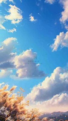 秋天蓝天户外芦苇草，立秋秋分摄影图