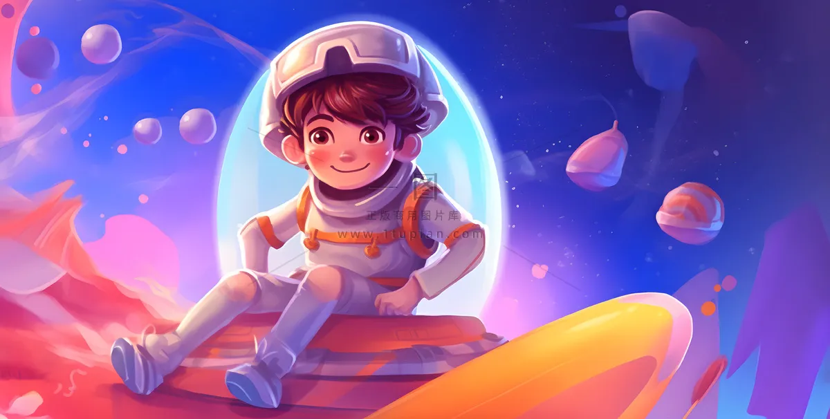 宇航员太空宇宙插画海报素材背景