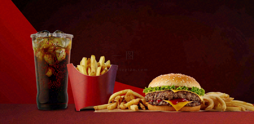 西餐美食汉堡薯条可乐美食摄影图