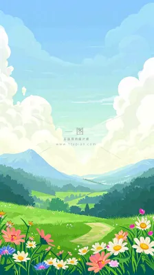 春天郊外露营旅行山脉蓝天白云草坪草地花丛,清新自然,惊蛰春分 春天郊外露营旅行山脉蓝天白云草坪草地花丛,清新自然,惊蛰春分