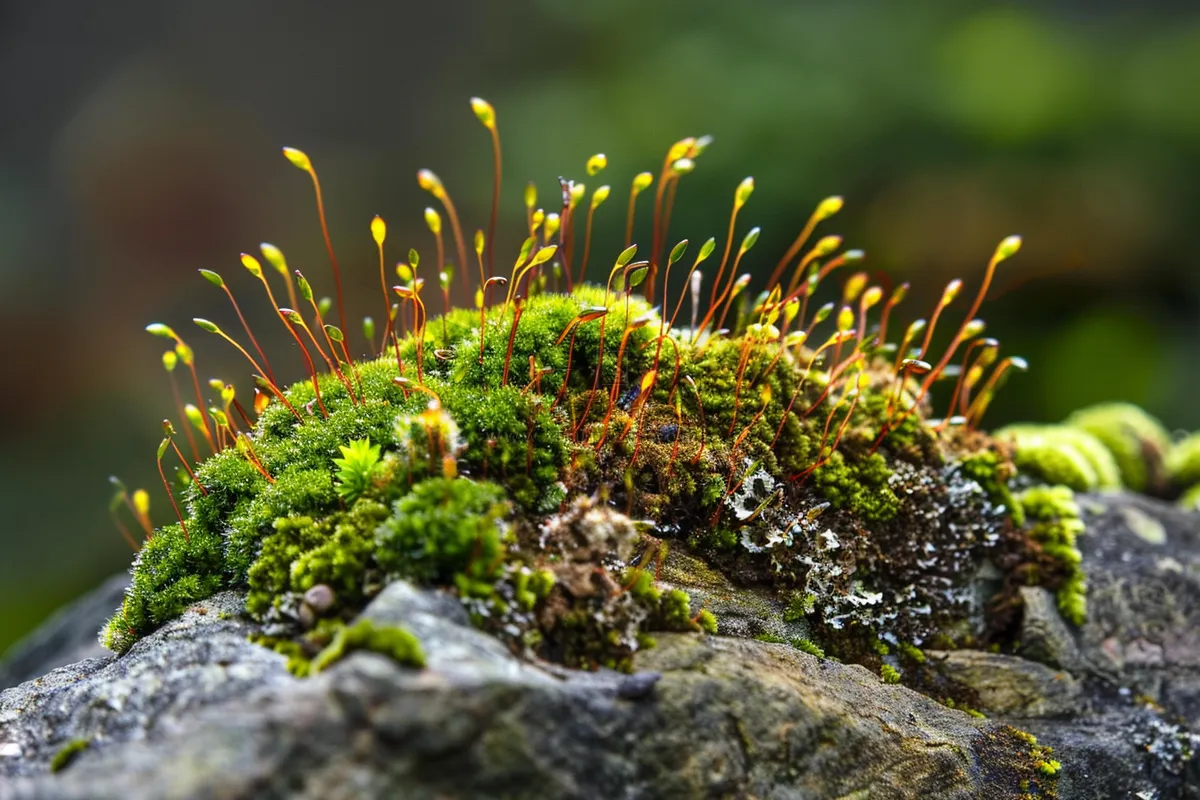 苔藓石壁上生长的苔藓春天摄影图