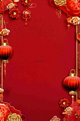 红色灯笼新年春节喜庆梅花祥云节日红色背景小年除夕元宵节插画背景