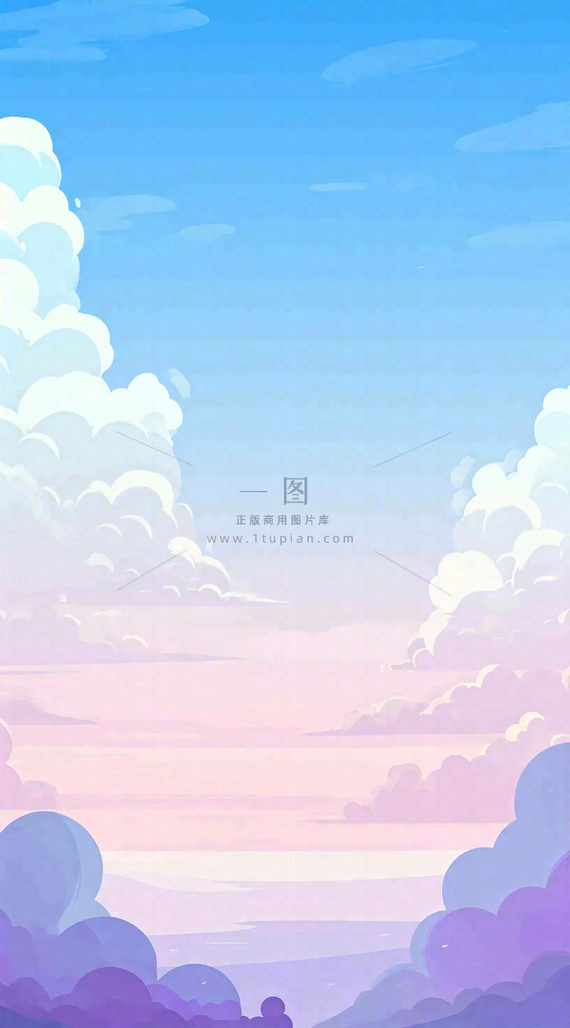 蓝紫色天空白云清新浪漫落日海上倒影