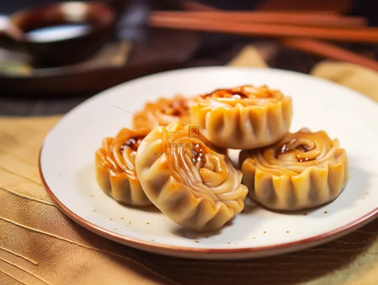 中秋木质托盘餐具上摆放着的月饼和茶壶杯子摄影图