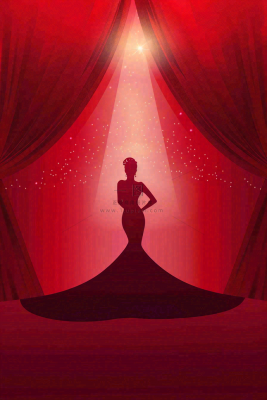 红色舞台灯光女王女生节女神妇女节插画背景 红色舞台灯光女王女生节女神妇女节插画背景